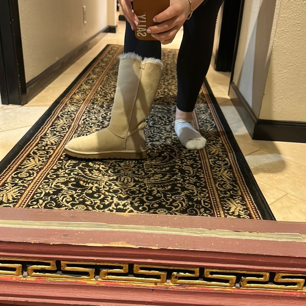 Beige Tall Ugg Button boots size 7